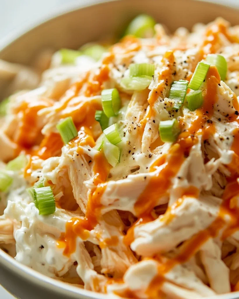 Buffalo Chicken Salad Healthy and spicy Buffalo Chicken Salad with fresh vegetables and dressing