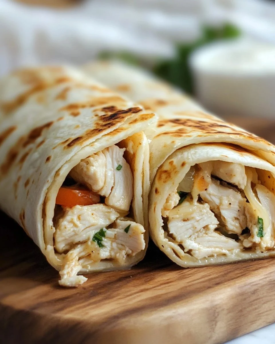 Cheesy Garlic Chicken Wraps