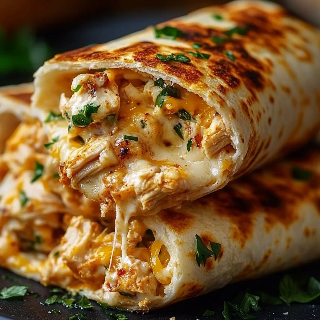 Cheesy Garlic Chicken Wraps