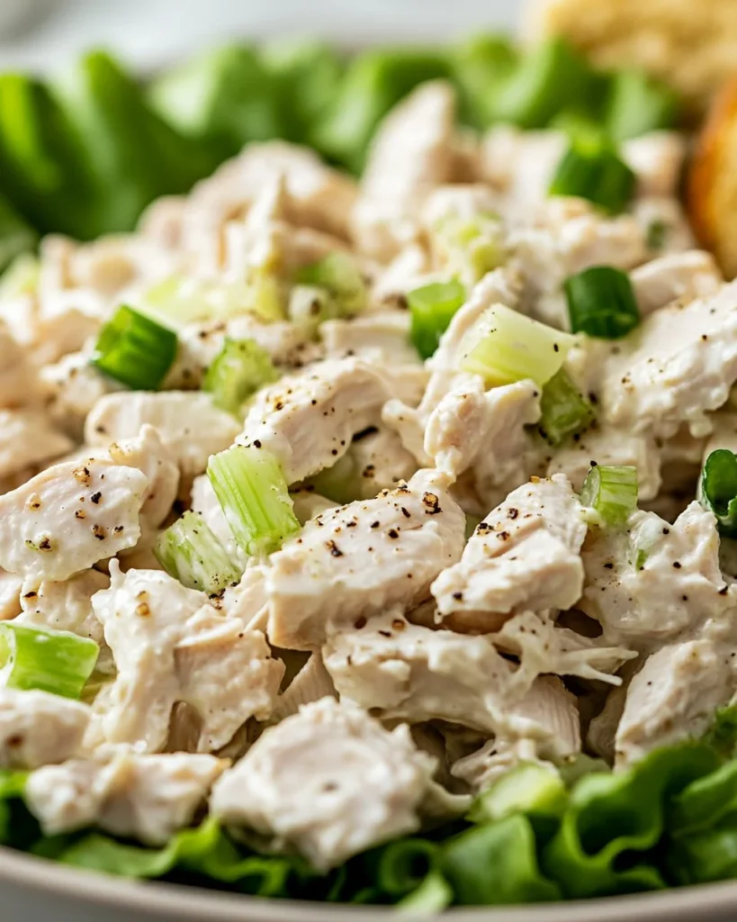 Delicious classic Carol chicken salad served in a fresh bowl with vegetables.