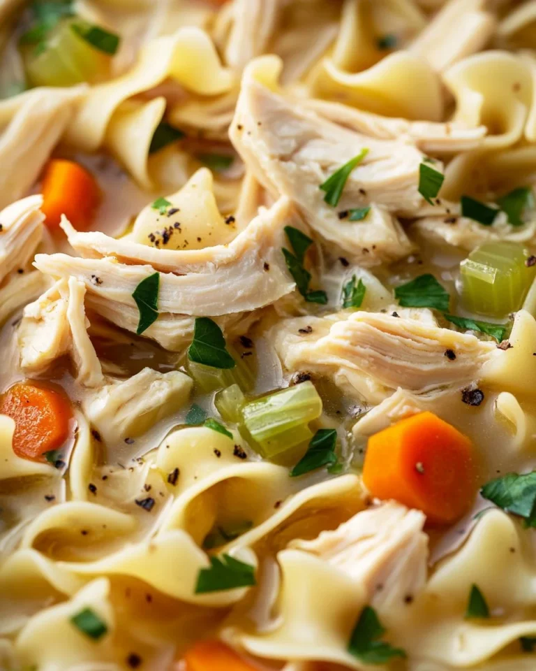 Bowl of Classic Ginger Garlic Chicken Noodle Soup with fresh herbs and noodles