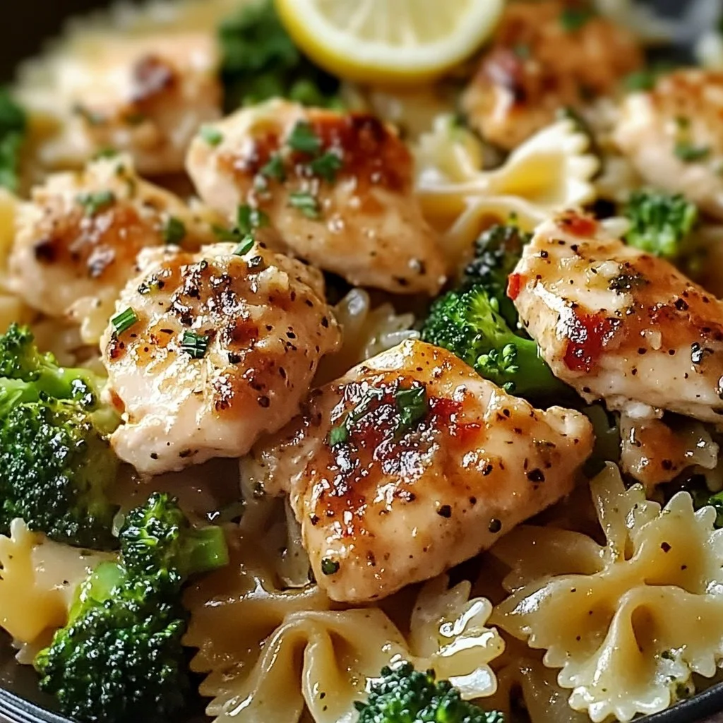 Cowboy Butter Lemon Bowtie Chicken with Broccoli
