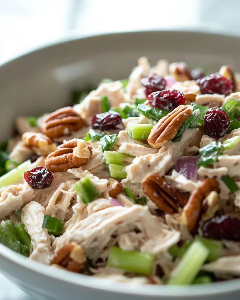 Cranberry Chicken Salad Delicious cranberry chicken salad with mixed greens and walnuts