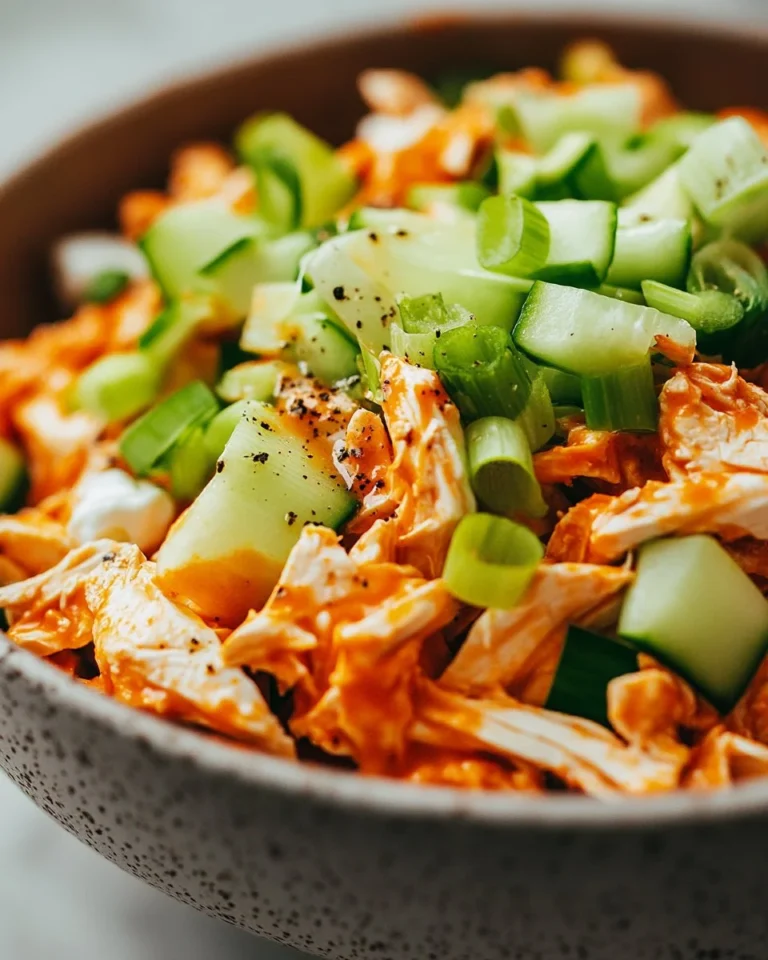 Delicious Buffalo Chicken Salad with crispy lettuce and spicy chicken
