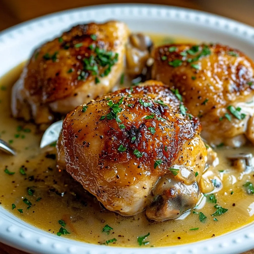Easy Crockpot Chicken Thighs with Creamy Gravy