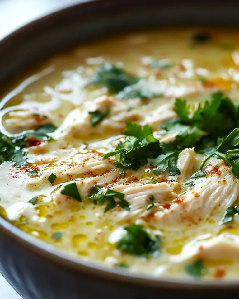 Bowl of easy low carb keto white chicken chili garnished with cilantro
