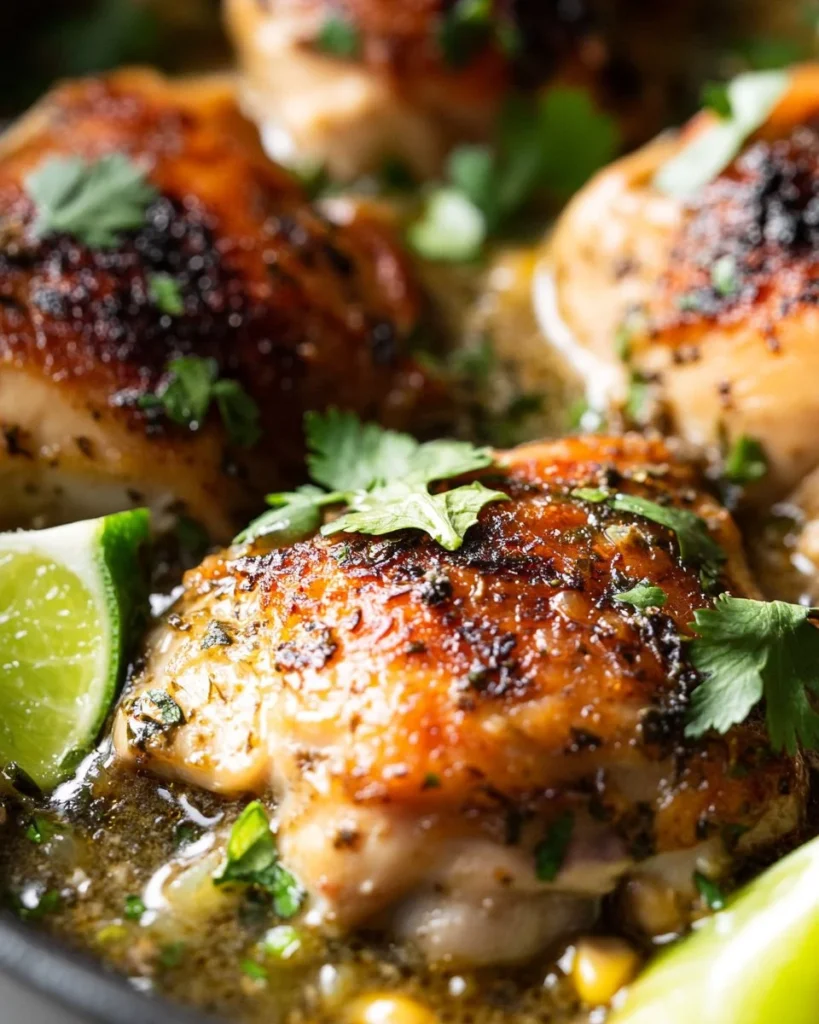 Bowl of delicious Green Chile Chicken Stew topped with fresh cilantro