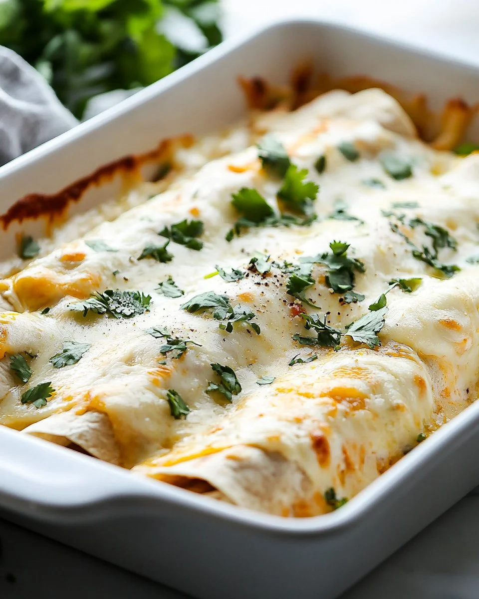 Delicious Green Chile Pepper Jack Chicken Enchiladas ready to serve