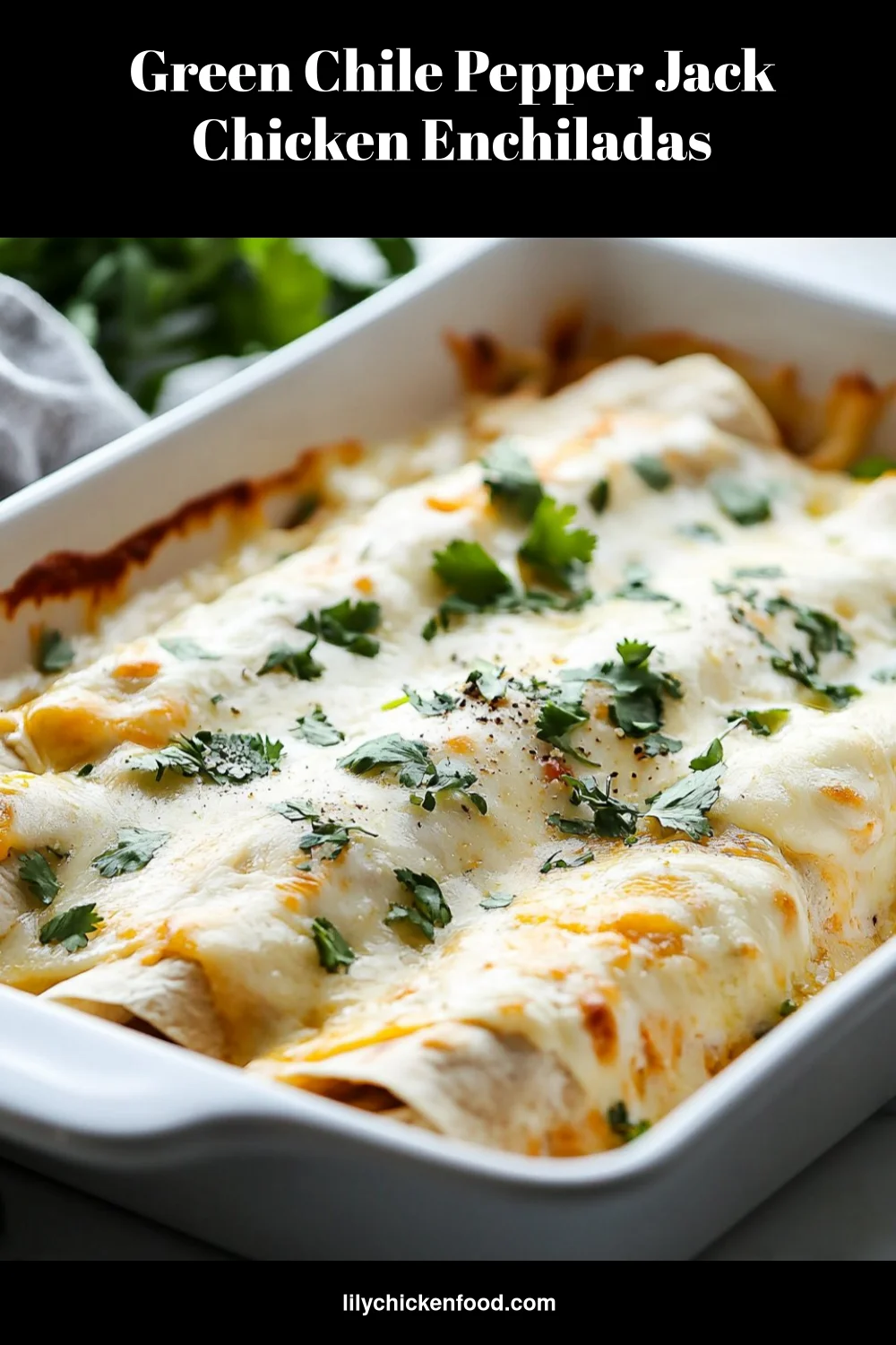 Green Chile Pepper Jack Chicken Enchiladas