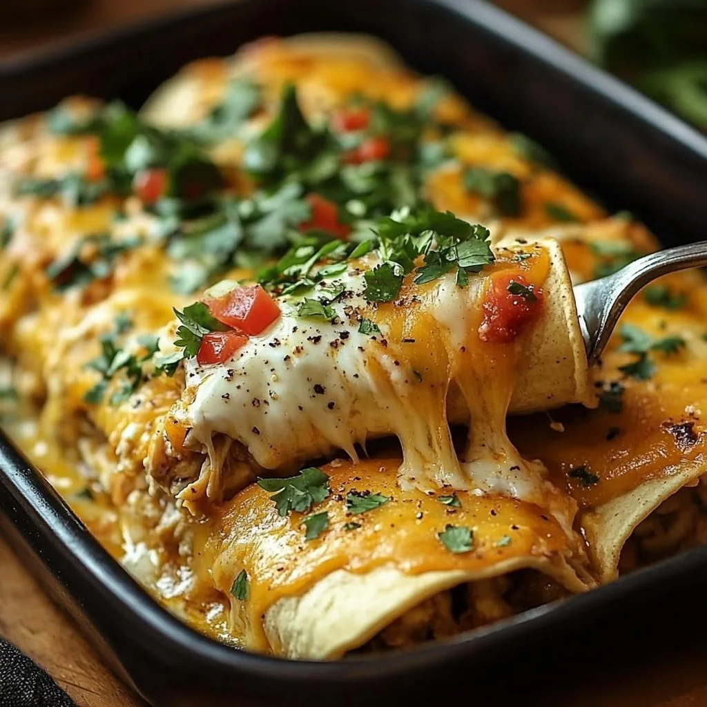 Green Chile Pepper Jack Chicken Enchiladas