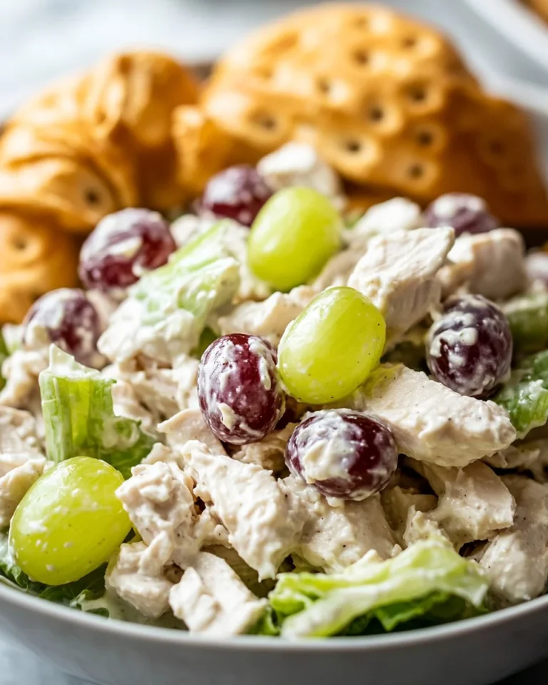 Delicious homemade chicken salad with grapes in a bowl