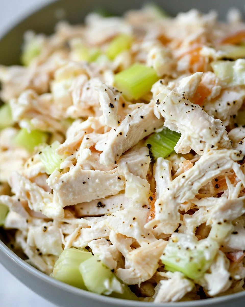 Homemade Costco Chicken Salad served in a bowl with fresh vegetables