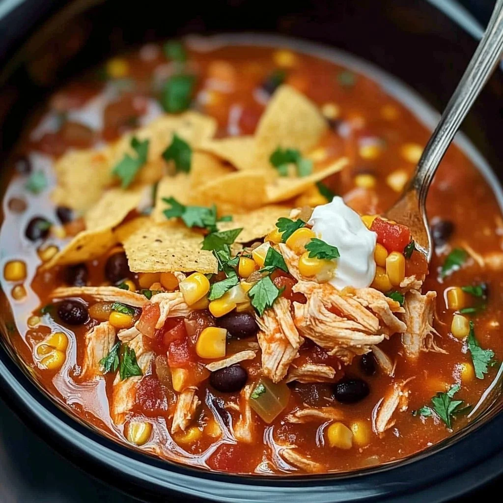 Homemade Crockpot Chicken Tortilla Soup