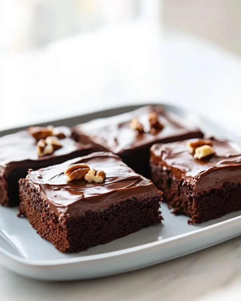 Delicious Texas Sheet Cake served with chocolate frosting