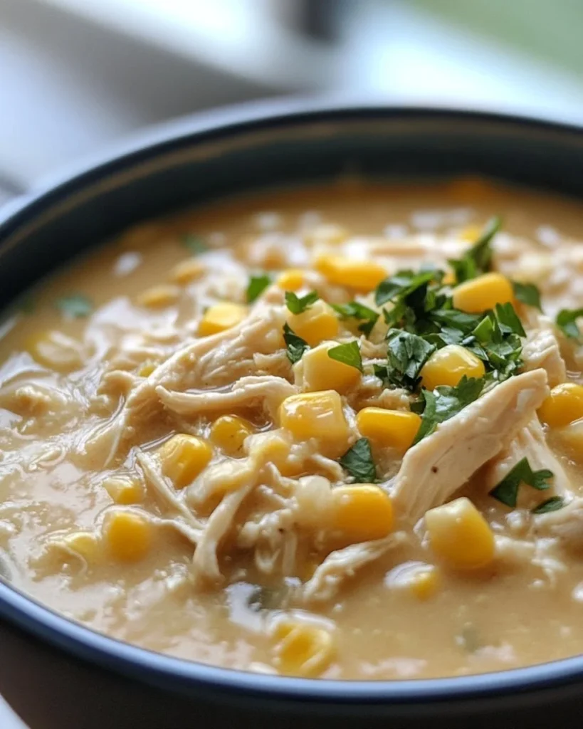 White Chicken Chili Bowl of creamy White Chicken Chili garnished with cilantro and lime