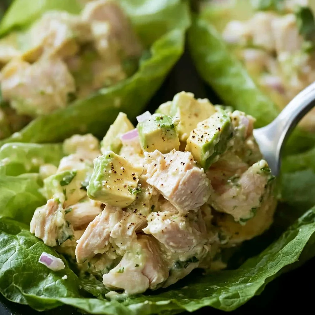 Avocado Chicken Salad Lettuce Wraps