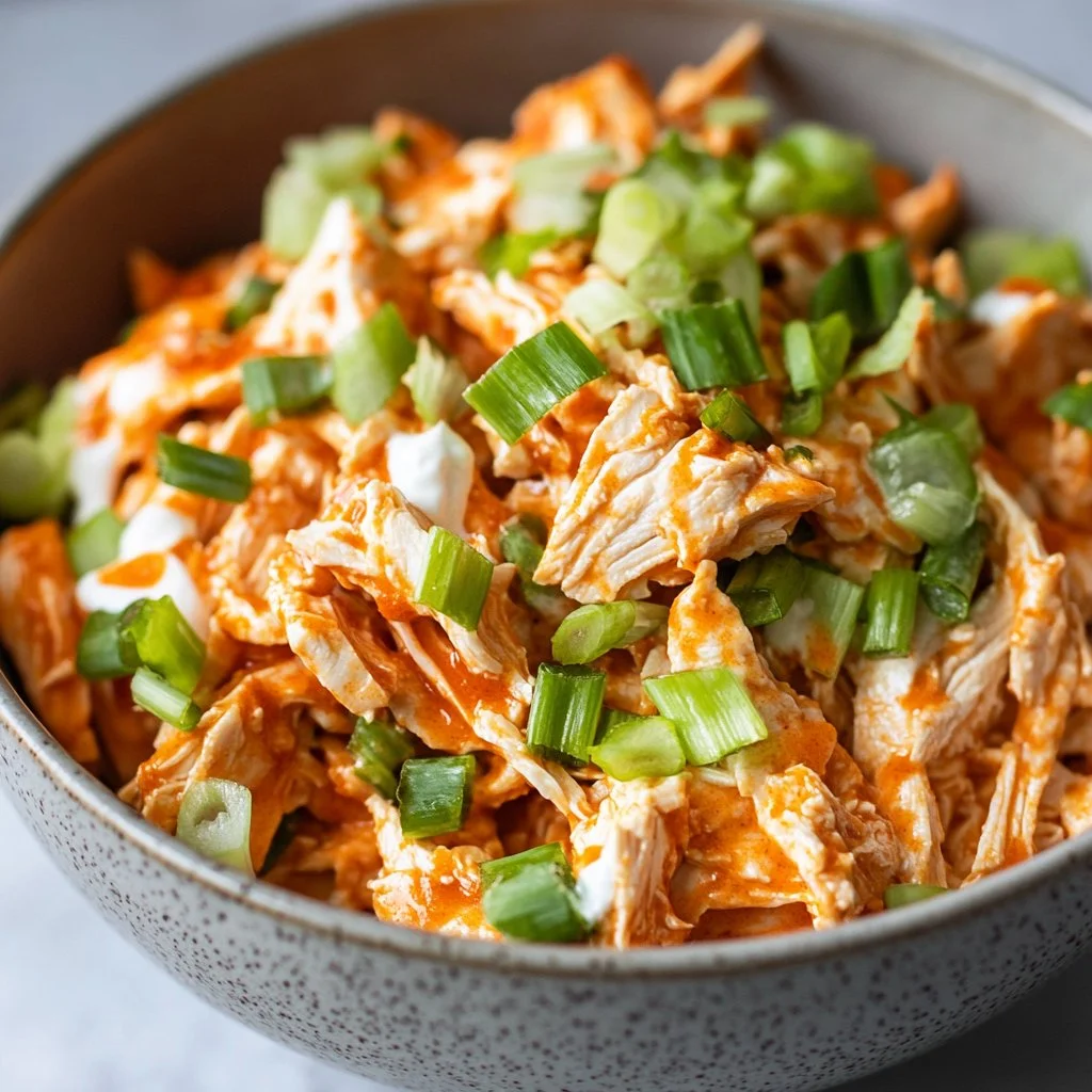 Buffalo Chicken Salad with spicy chicken, mixed greens, and blue cheese dressing