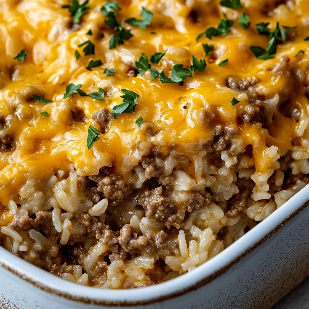 Cheesy Ground Beef and Rice Casserole