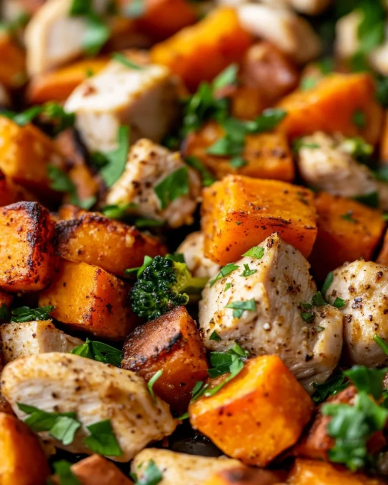 Chicken and sweet potato meal prep in meal containers for easy cooking