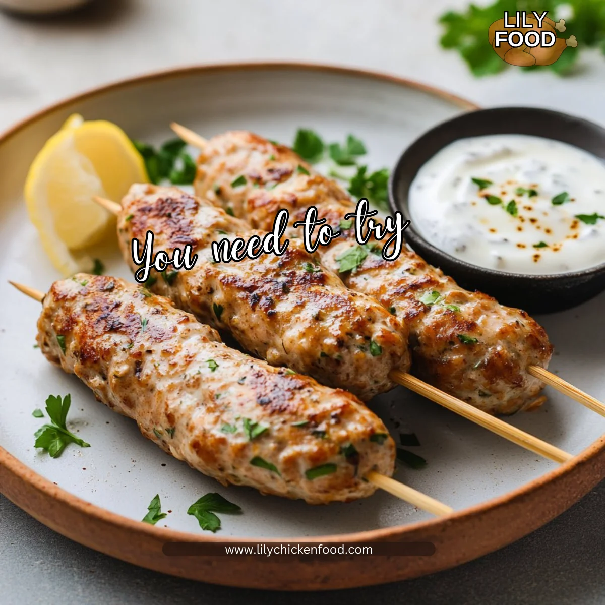 Chicken Kofta with Creamy Garlic Yogurt Sauce