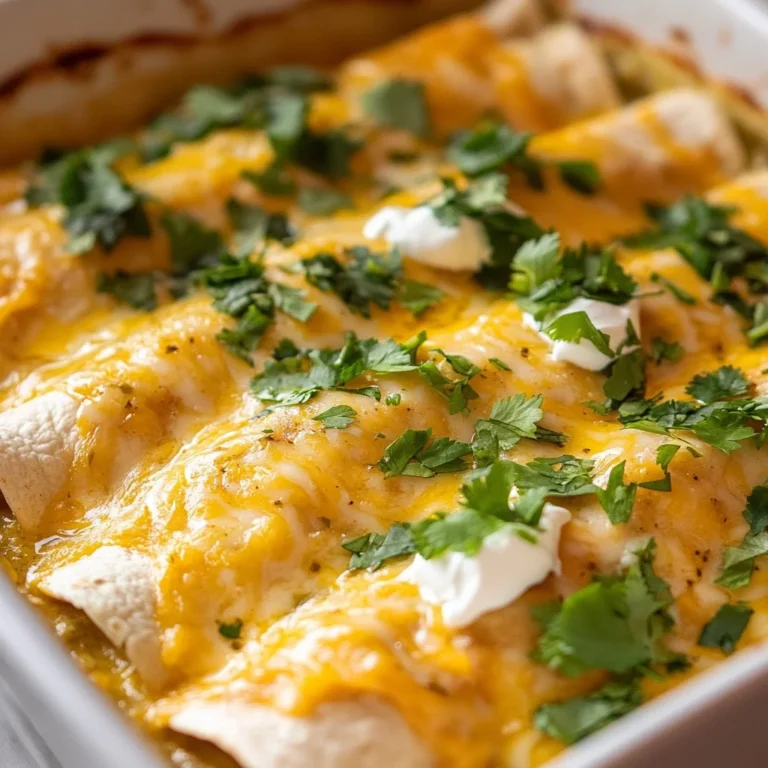 Delicious green chili chicken enchiladas topped with cheese and served on a plate.