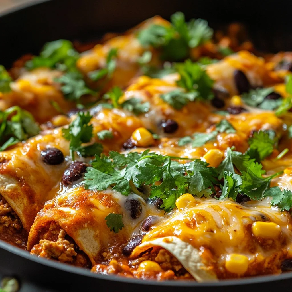 Ground Chicken Enchiladas Skillet