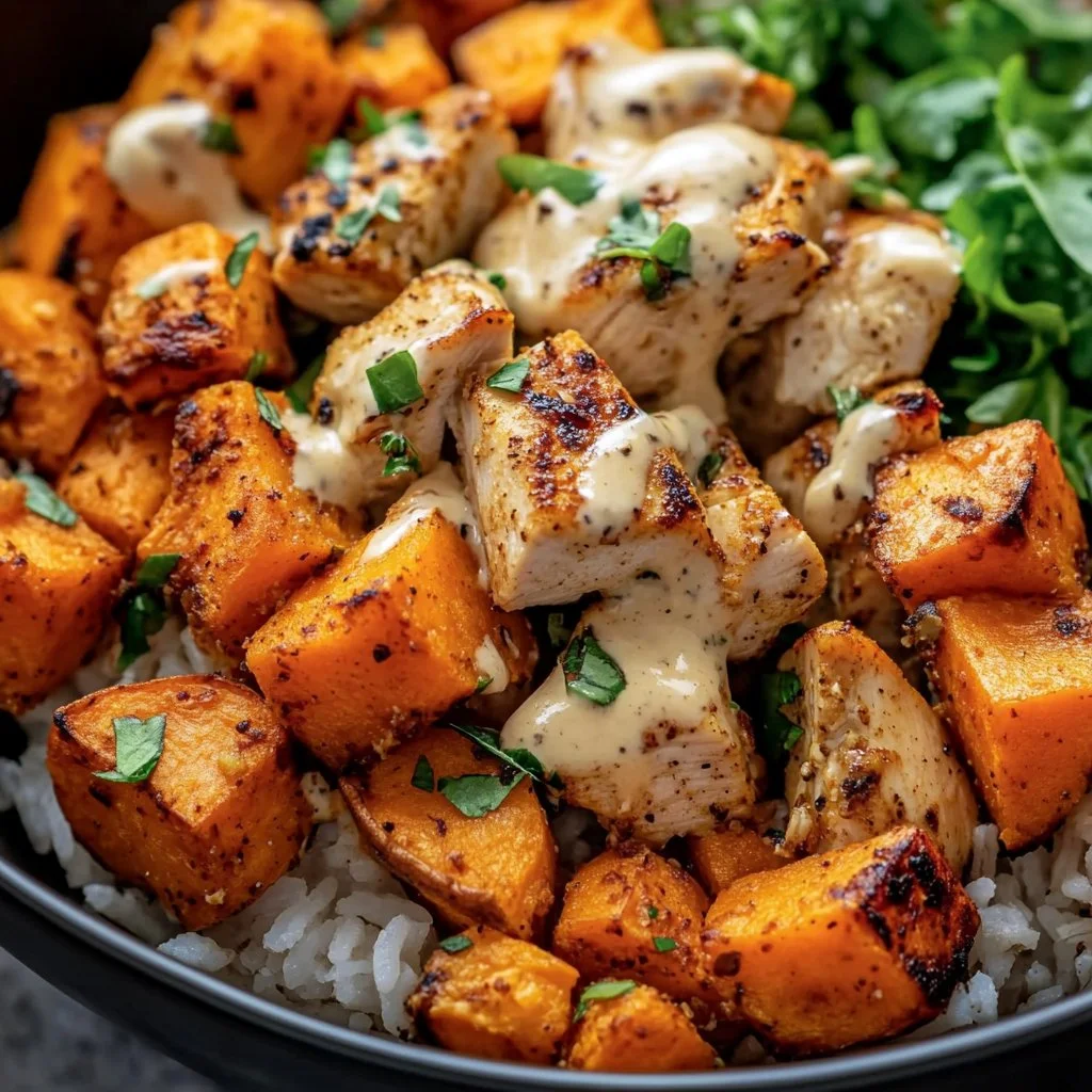 Healthy Chicken & Sweet Potato Rice Bowl