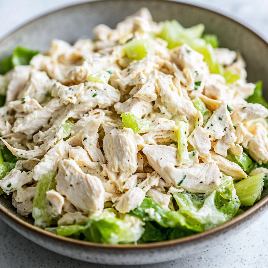 Delicious homemade Costco chicken salad ingredients on a wooden table.