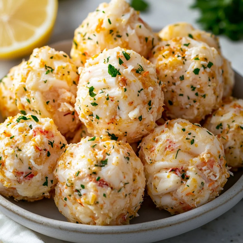Delicious Lobster Crab Butter Bombs ready to be served with seafood garnishes.