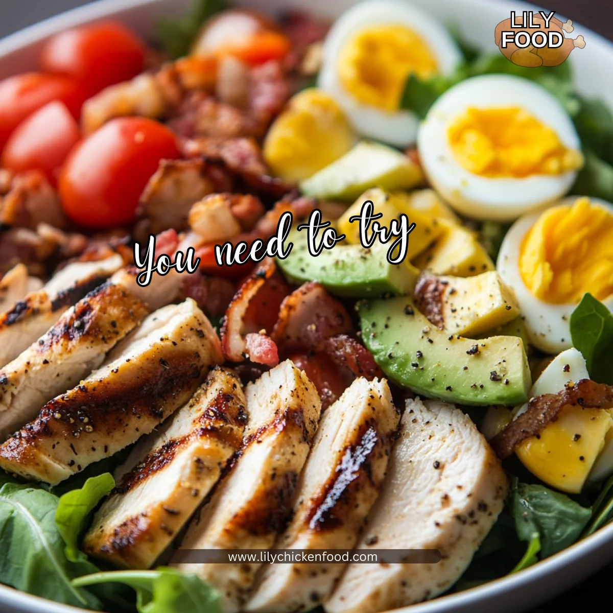 Paleo Grilled Chicken Cobb Salad with Honey Dijon Dressing