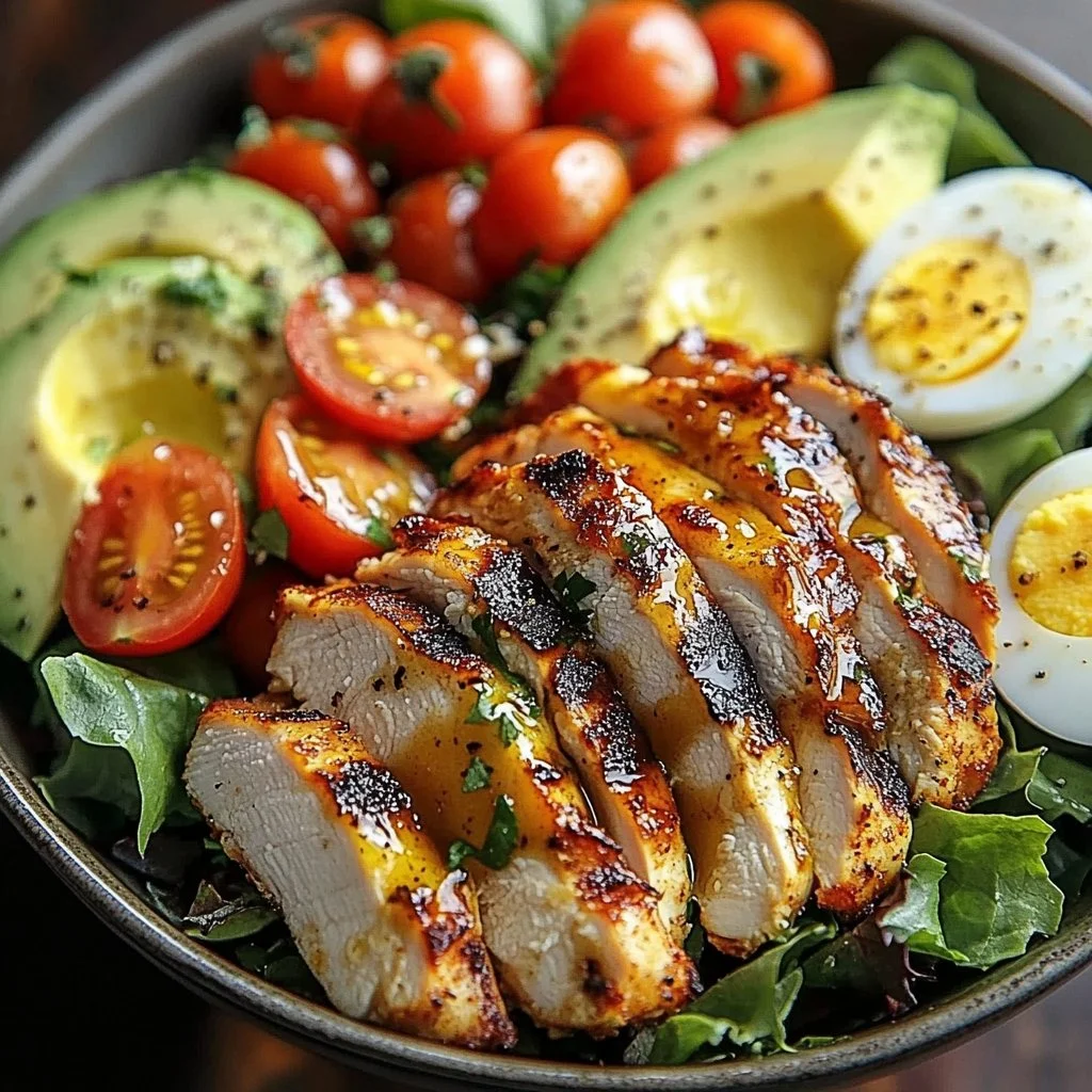 Paleo Grilled Chicken Cobb Salad with Honey Dijon Dressing