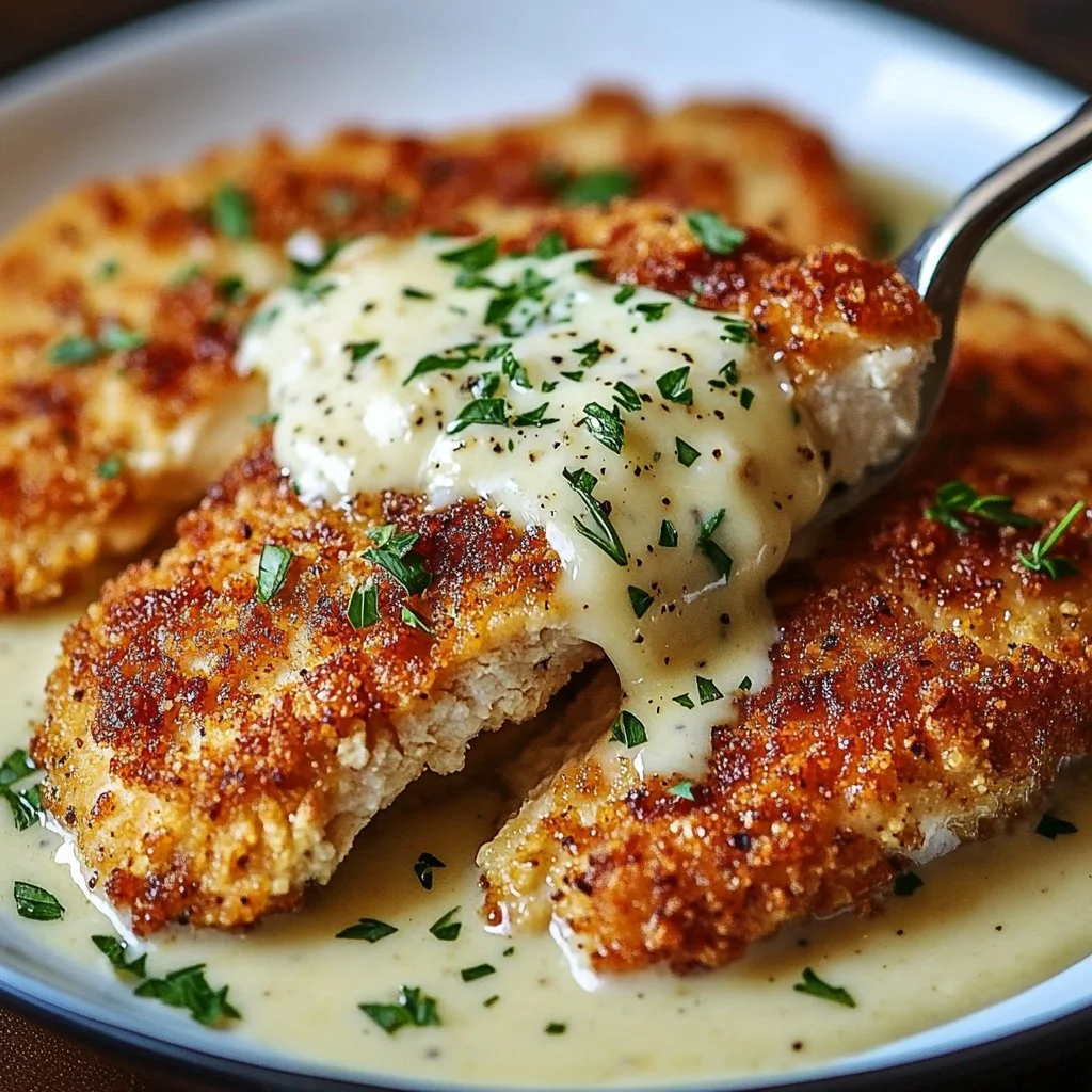 Parmesan Crusted Chicken with Creamy Garlic Sauce – Easy Family Dinner Recipe