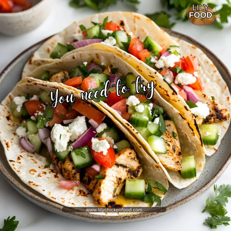 Delicious Mediterranean Chicken Tacos served with fresh toppings