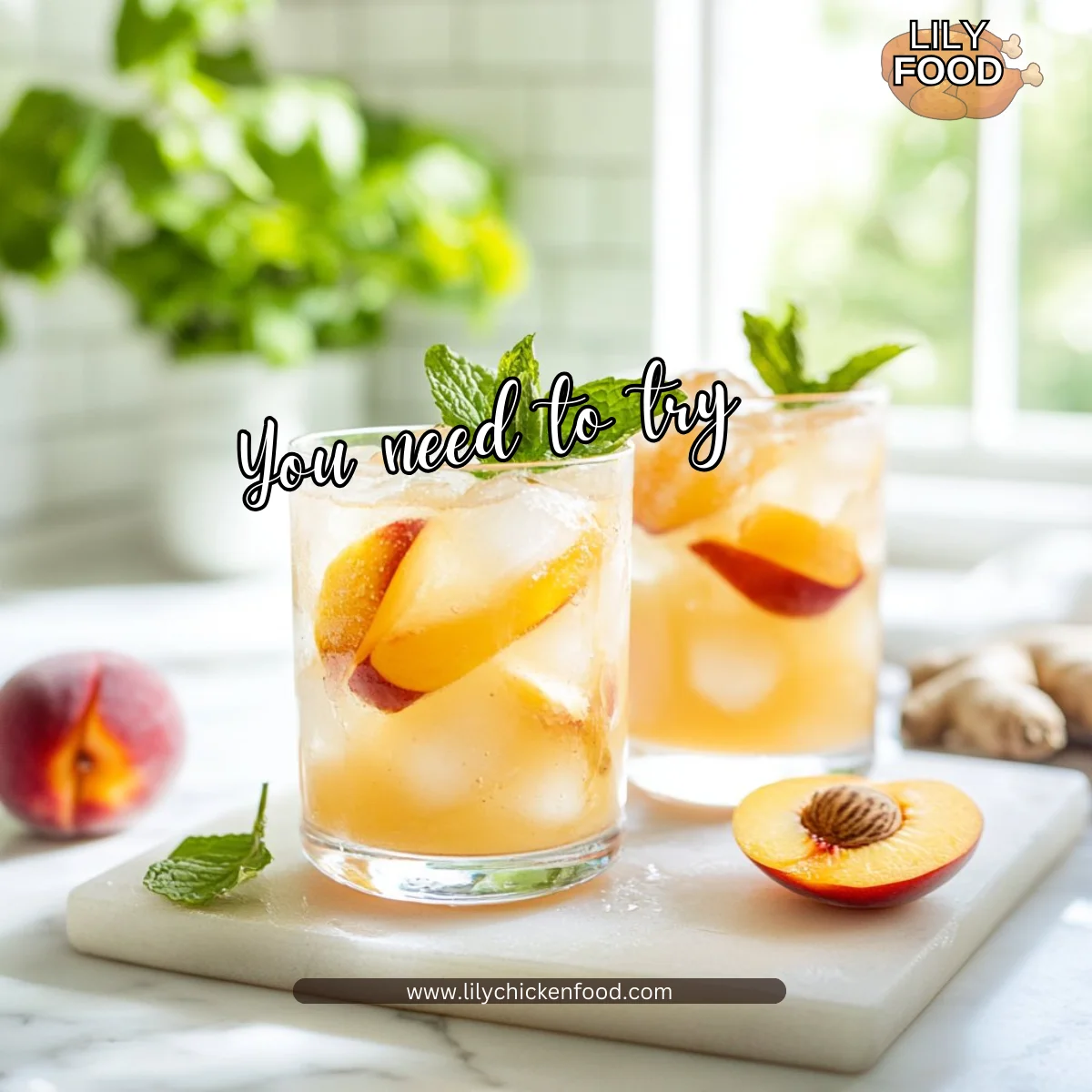 Sparkling Ginger Peach Mocktail