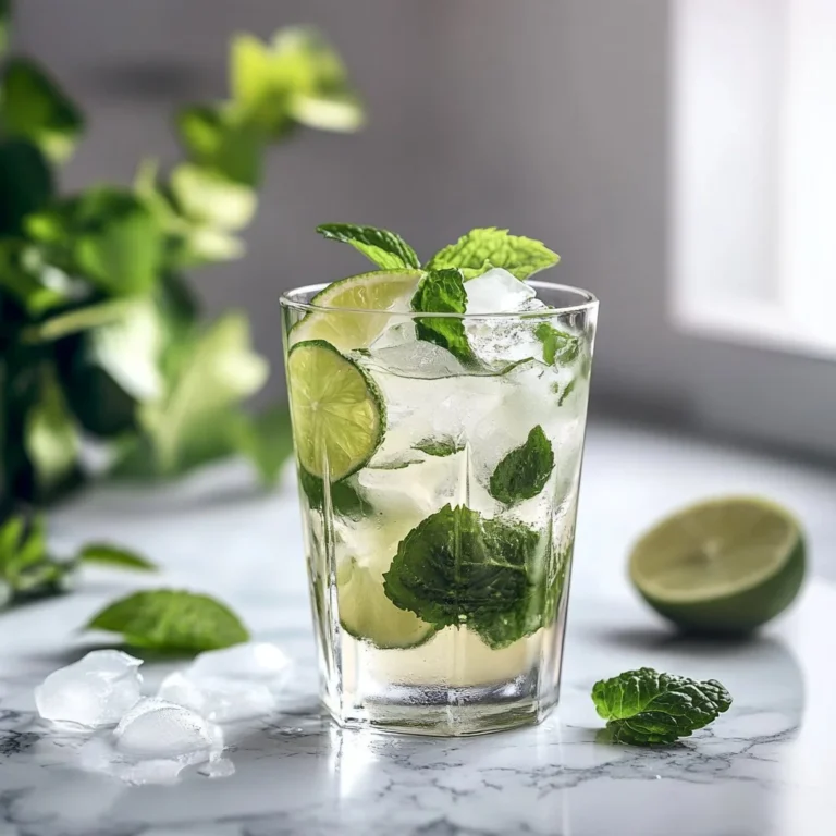 Refreshing Virgin Mojito with mint leaves, lime, and soda in a glass