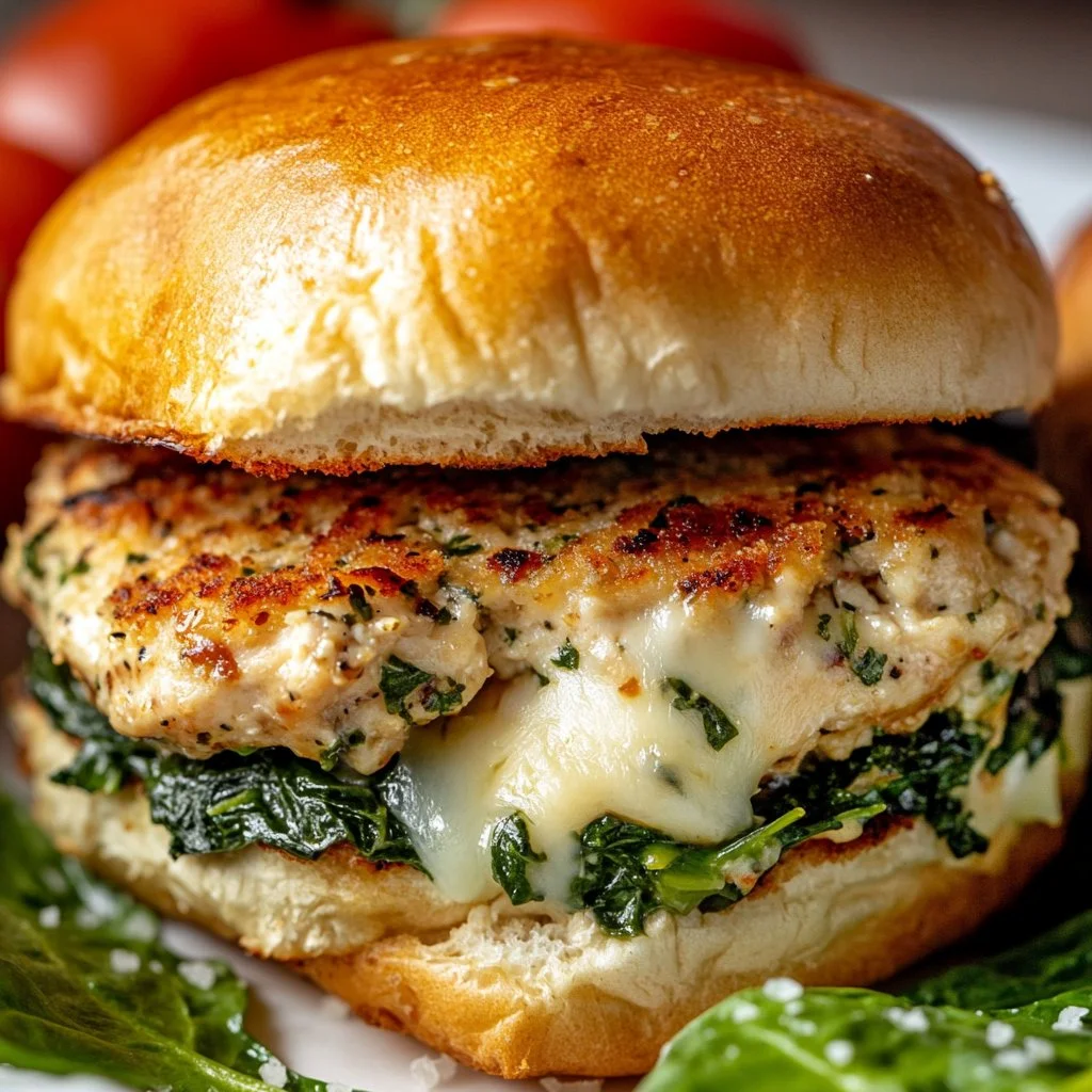 White Cheddar and Spinach Chicken Burgers 4 Servings Easy Delicious