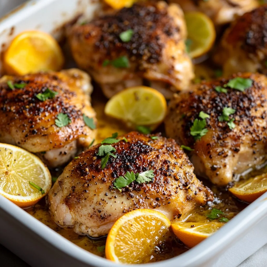 Baked Mojo Chicken Thighs