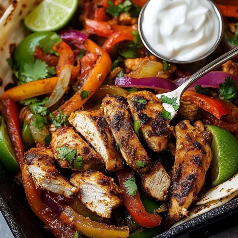 Delicious Blackstone Chicken Fajitas sizzling on a grill.