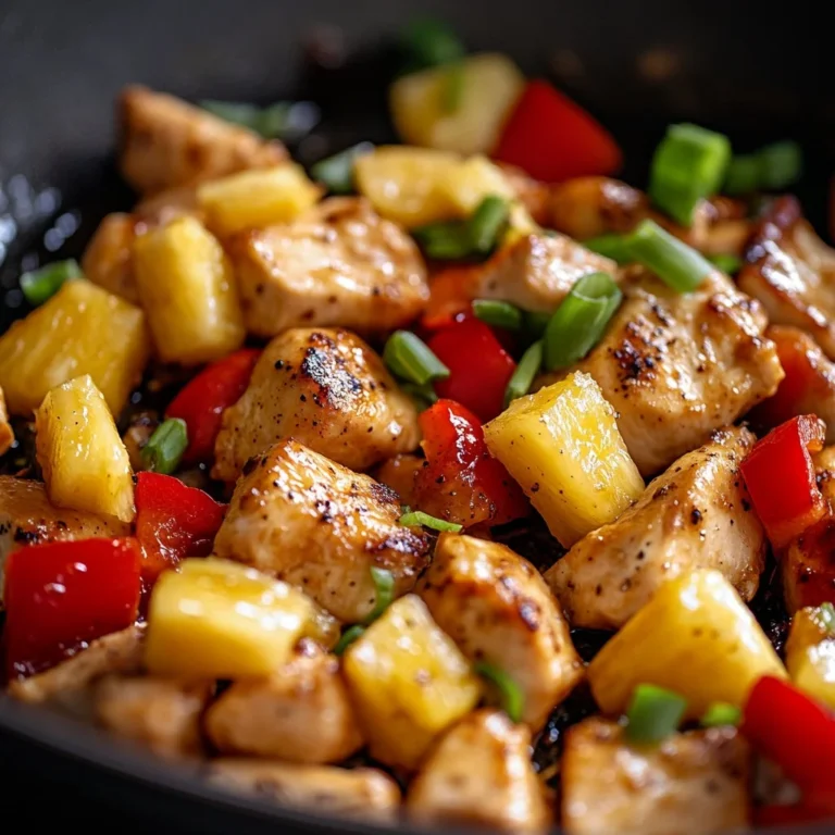 Grilled Blackstone Pineapple Chicken garnished with fresh herbs