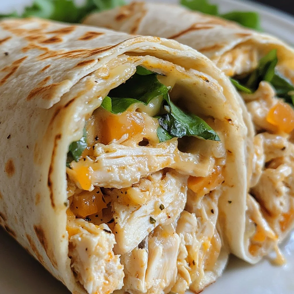 Cheesy Garlic Chicken Wraps