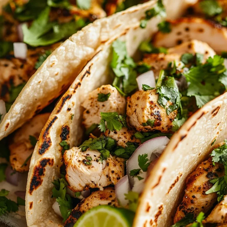 Delicious Chicken Street Tacos served with fresh toppings and lime slices.