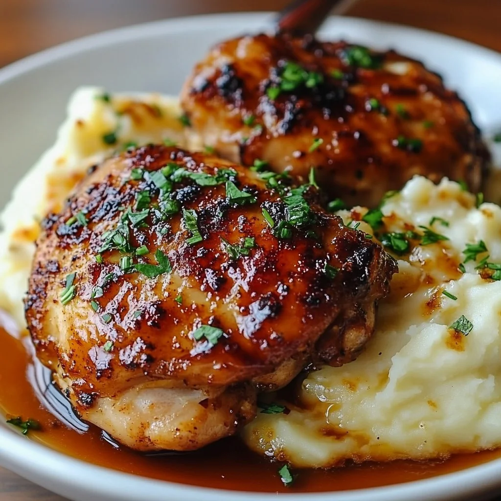 Chipotle Honey Chicken Thighs with Smoked Gouda Mashed Potatoes