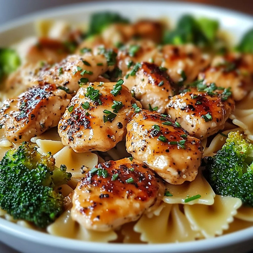 Cowboy Butter Lemon Bowtie Chicken with Broccoli
