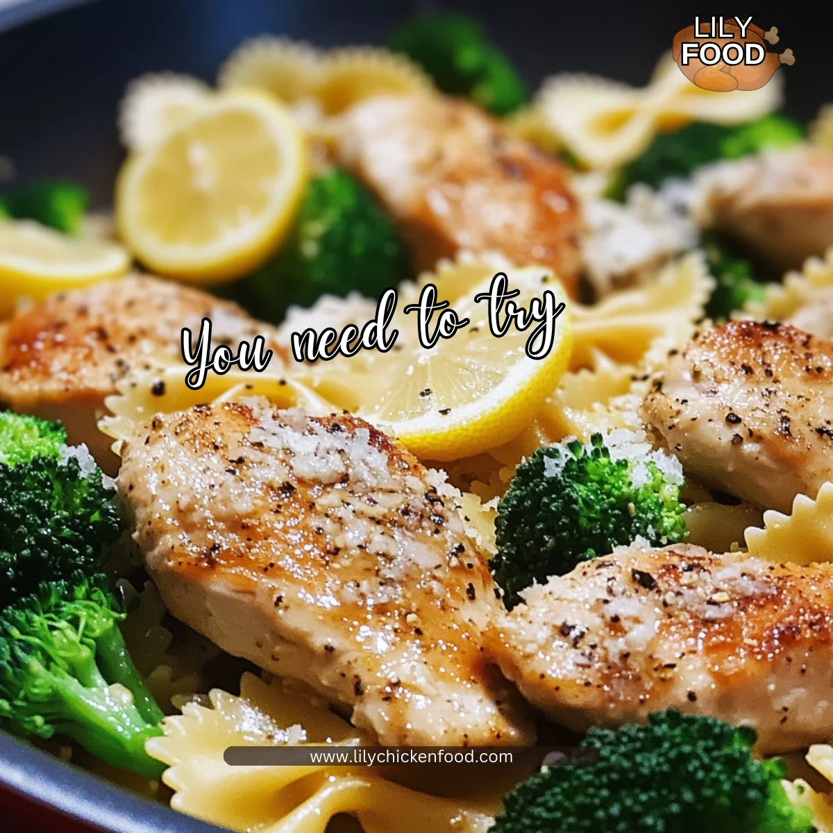 Cowboy Butter Lemon Bowtie Chicken with Broccoli