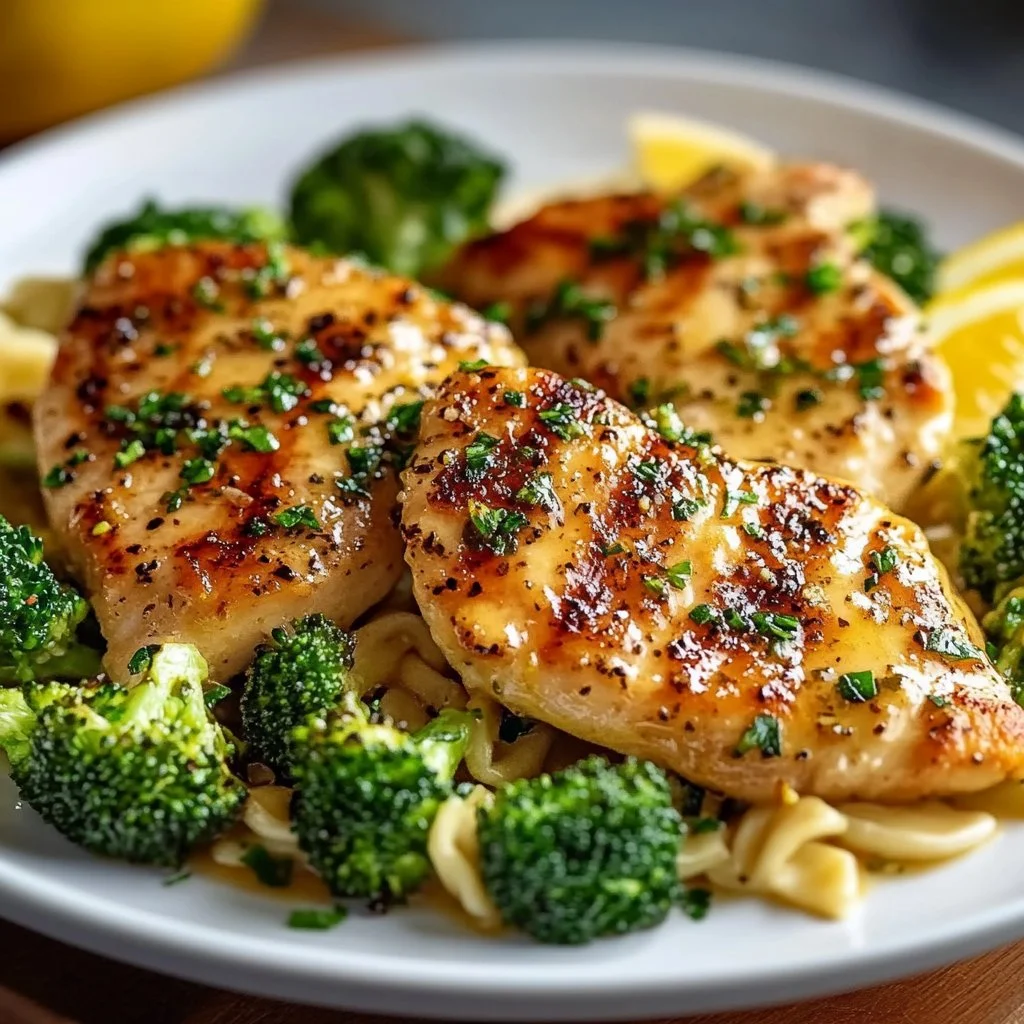 Cowboy Butter Lemon Bowtie Chicken with Broccoli