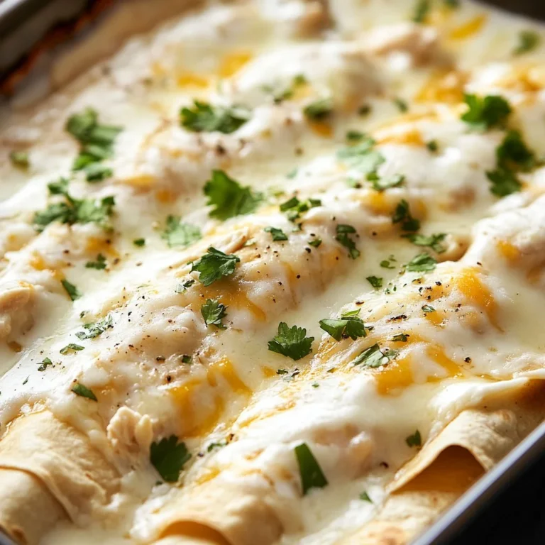 Delicious creamy white chicken enchiladas served with toppings