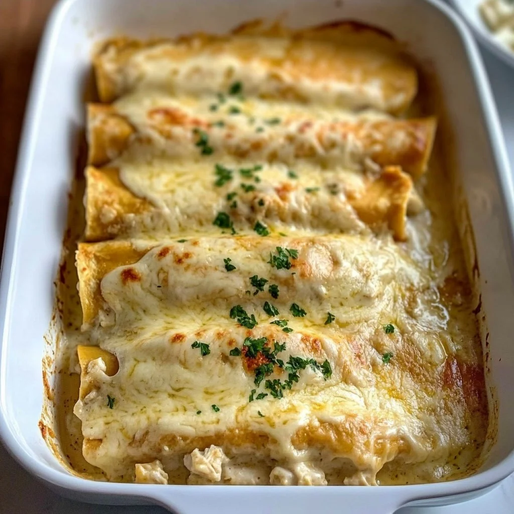 Easy Creamy White Chicken Enchiladas