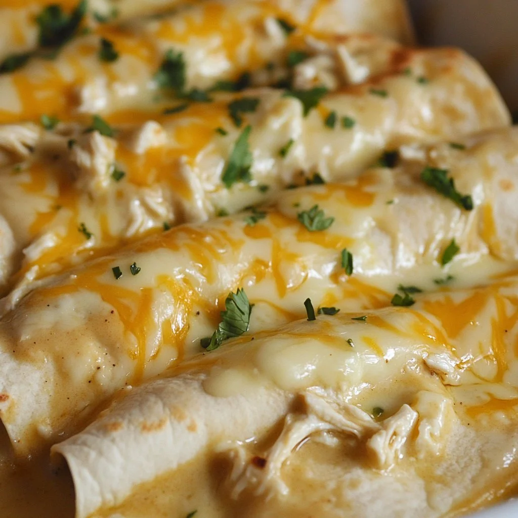 Easy Creamy White Chicken Enchiladas