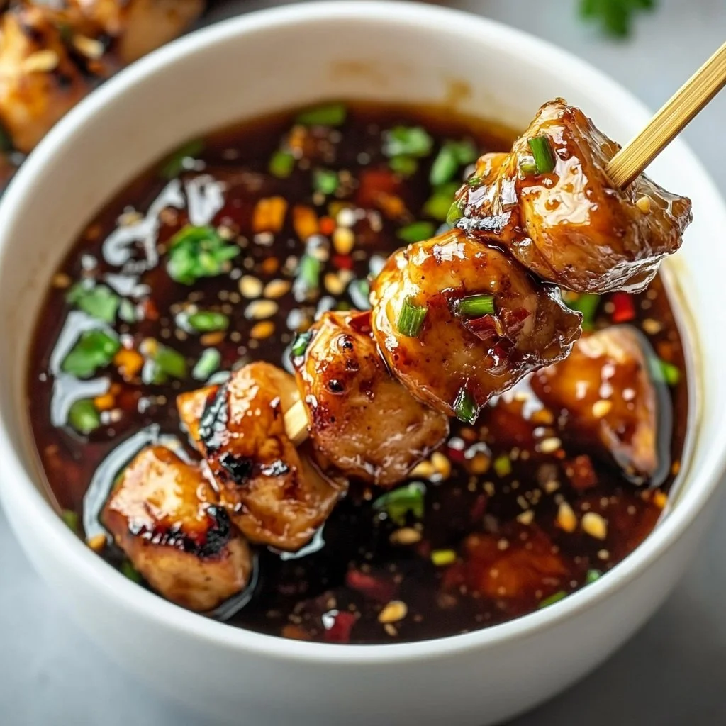 Easy Grilled Asian Chicken Skewers with Honey Garlic Sauce