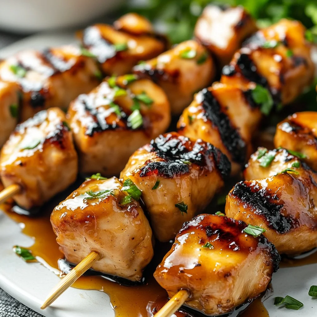 Easy Grilled Asian Chicken Skewers with Honey Garlic Sauce